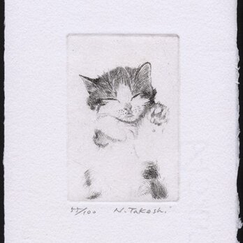 招き猫 ・A/銅版画 (額なし）の画像