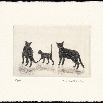 三匹の猫 ・ ファミリー / 銅版画 (作品のみ）の画像