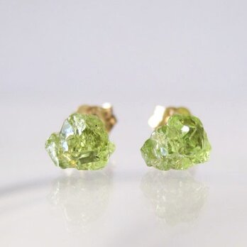ペリドットの原石ピアス/arizona14kgf