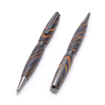手作りの木製の回転式ボールペン（染めたハードウッドの種類；ガン・メタルのメッキ）(TP-GM-CGOC)の画像