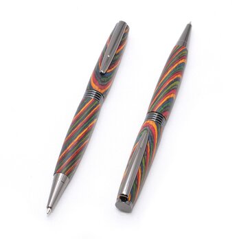 手作りの木製の回転式ボールペン（染めたハードウッドの種類；ガン・メタルのメッキ）(TP-GM-CGOA)の画像