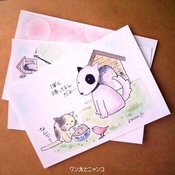 ポストカード(ワン太とニャンコ)の画像