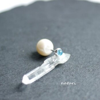 【noix】sv925 blue topaz pierce with pearl catch (1pc)の画像