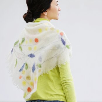 予約開始⚓️【WREATH】花/リース柄ストール ruinuno(ルイヌノ) フェルト ウール スカーフの画像