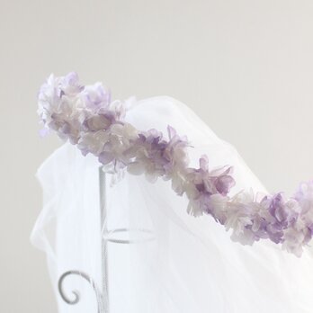 プリザーブドフラワーの紫陽花ヘアドレスの画像