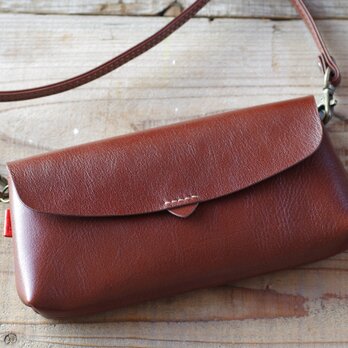 【送料無料】レザーポーチウォレット　チョコ