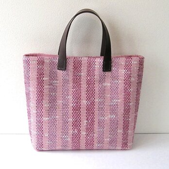 桜の並木道＊裂き織りトートバッグの画像