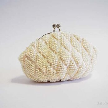 ビーズ編みがま口【バニラ×バニラ】