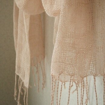 手織り麻ストール・・シナモンの画像
