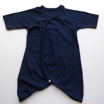 再・再出品・新生児用・オーガニックコットン・コンビ肌着・藍染め(50サイズ)