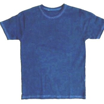 ◆100％自然素材　天然灰汁発酵建て　本藍染◆　オーガニックコットンTシャツ　(ＸLサイズ）の画像