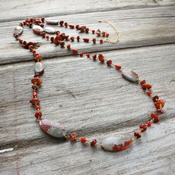 Ocean Red Gems　Long Necklace　あかのかいじゅねっくれすの画像