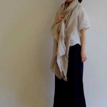 くるみ染め　大判リネンの大判リネンのストール