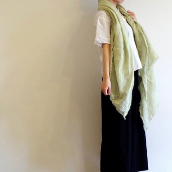 よもぎ染め　大判リネンのストール