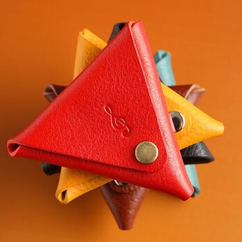 受注生産〜Triangle【大切なひとへのプレゼントに♪名入れできます♪】〜イタリアンレザー   トライアングルコインケース 〜の画像