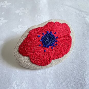 アネモネ刺繍のバレッタの画像