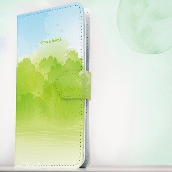 全機種対応 手帳型 スマホケース iPhoneXs iPhone9 花柄 Grow a forest(森を育む)の画像