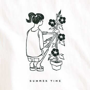 半袖 Tシャツ 『アサガオ観察・女子』 メンズ レディースの画像