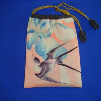 古布巾着【Ｆ－３３】花菖蒲と燕の画像
