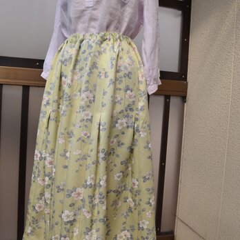 着物リメイク　桜々プリーツ入りスカート　Ｊ-5の画像