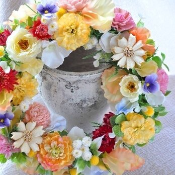 colorful　flowers　： wreathの画像