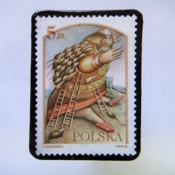 ポーランド　切手ブローチ1023の画像