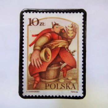 ポーランド　切手ブローチ1024の画像