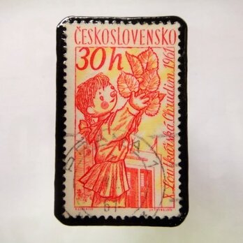 アップサイクル　チェコスロバキア　切手ブローチ1041の画像