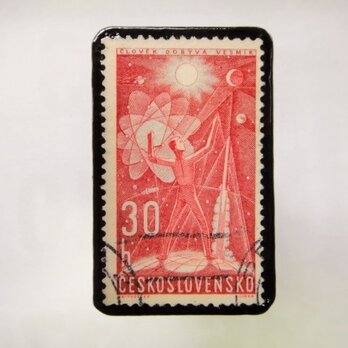 アップサイクル　チェコスロバキア　切手ブローチ1045の画像