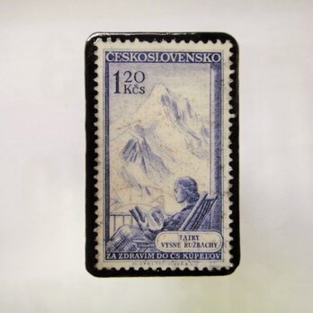 アップサイクル　チェコスロバキア　切手ブローチ1046の画像