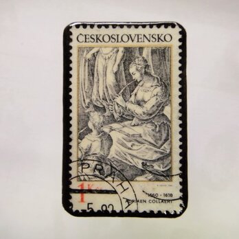 アップサイクル　チェコスロバキア　切手ブローチ1049の画像