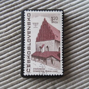 アップサイクル　チェコスロバキア　切手ブローチ1054の画像