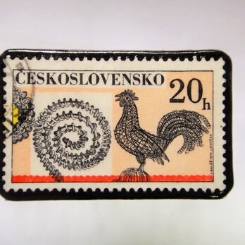 アップサイクル　チェコスロバキア　切手ブローチ1058の画像