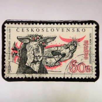 アップサイクル　チェコスロバキア　切手ブローチ1062の画像