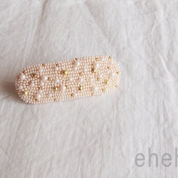 perle（gold）ビーズ刺繍バレッタの画像