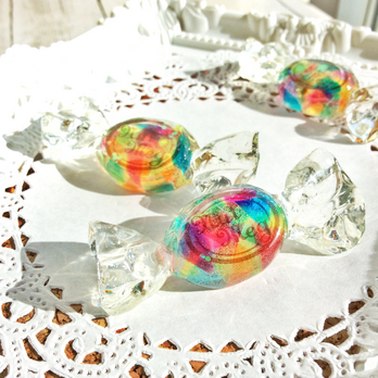 【受注生産】虹の欠片のキャンディブローチ・２（セピアロゴ）の画像