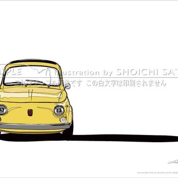 フィアット500(チンクチェント）　カーイラストポスター(A4サイズ)の画像