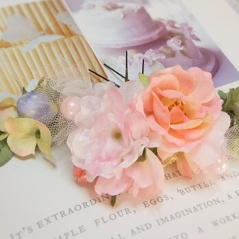 オフィーリアの花かんざし☆コーネリアスローズ&桜 6本セット☆*ライトピンクの画像