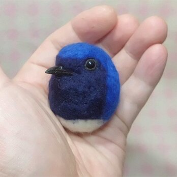 オオルリ 大瑠璃☆野鳥シリーズ★マグネット/ブローチどちらか選択　羊毛の小鳥　羊毛フェルト【受注製作】の画像