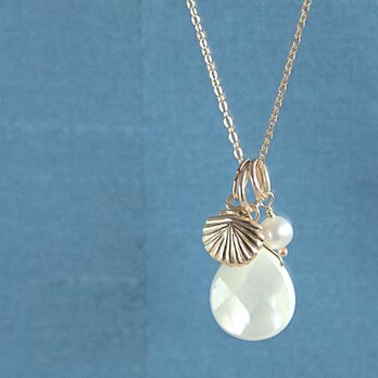 14KGF Drop Shell Necklace WHの画像