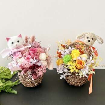 母の日プレゼント♡Flower mini basket arrange「受注制作」の画像