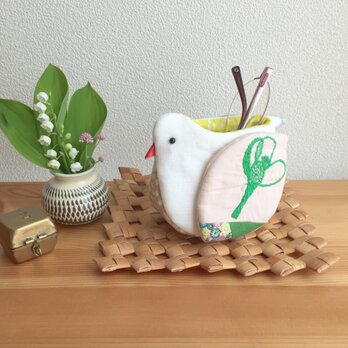 小鳥の小物入れ《花と緑》