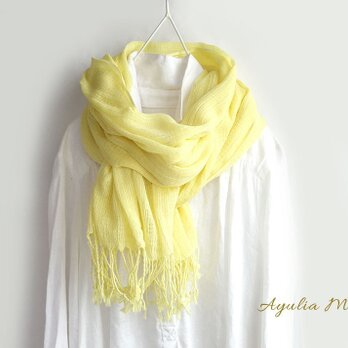 草木染め｜柔らかコットンストール*エンジュ染め（レモンイエロー）