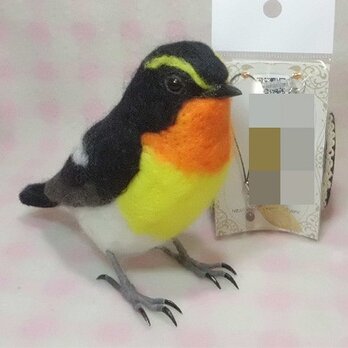 キビタキ ライフサイズ♪ 羊毛フェルト　受注作成　野鳥シリーズ　羊毛フィギュア　羊毛インコ　工房小鳥屋さんの画像