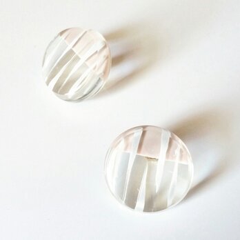 送料無料【再販】stripe bicolor pierce/gray /14kgf
