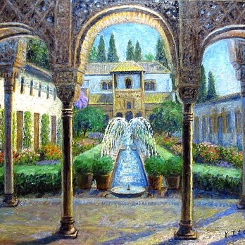 ヘネラリフェの庭園　「アルハンブラ宮殿」スペインの画像