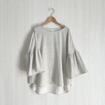 ギャザー袖プルオーバー_ダブルガーゼオーガニック綿100％_Light Heather Grayの画像