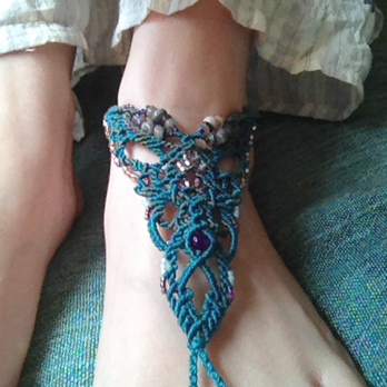 barefoot anklet / bluegreen × amethystの画像