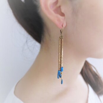 ヴィンテージターコイズフリンジピアス vintage pierced fringe <PE-Fgl>の画像