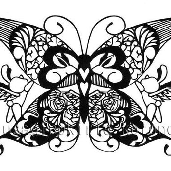 ＜切り絵＞蝶とうさぎだまし絵ポストカード３